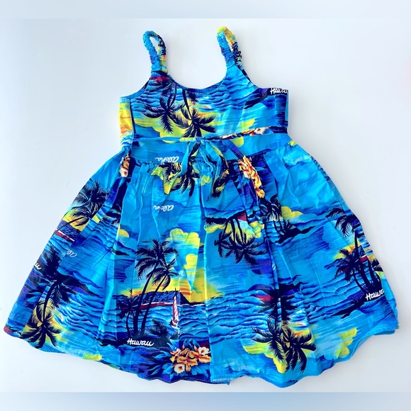 Girls Aloha Dress by Royal Hawaiian Creations Sunset Orchids Sailboats Tropical - Picture 2 of 6